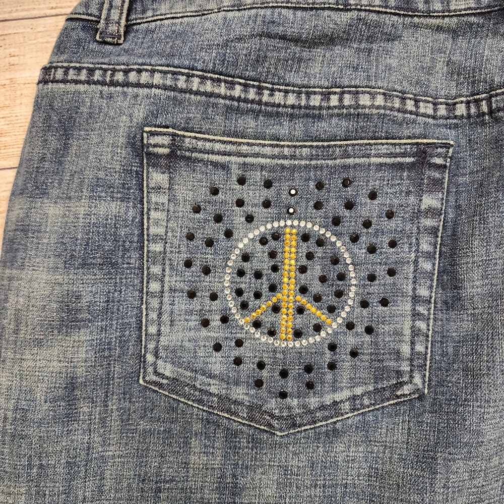 BeBert La Rouge Peace Sign Rhinestone Jeans Size 22‎ - Picture 4 of 8